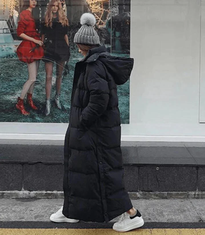 Echoarchiv | Lange Daunenjacke mit Kapuze für Damen