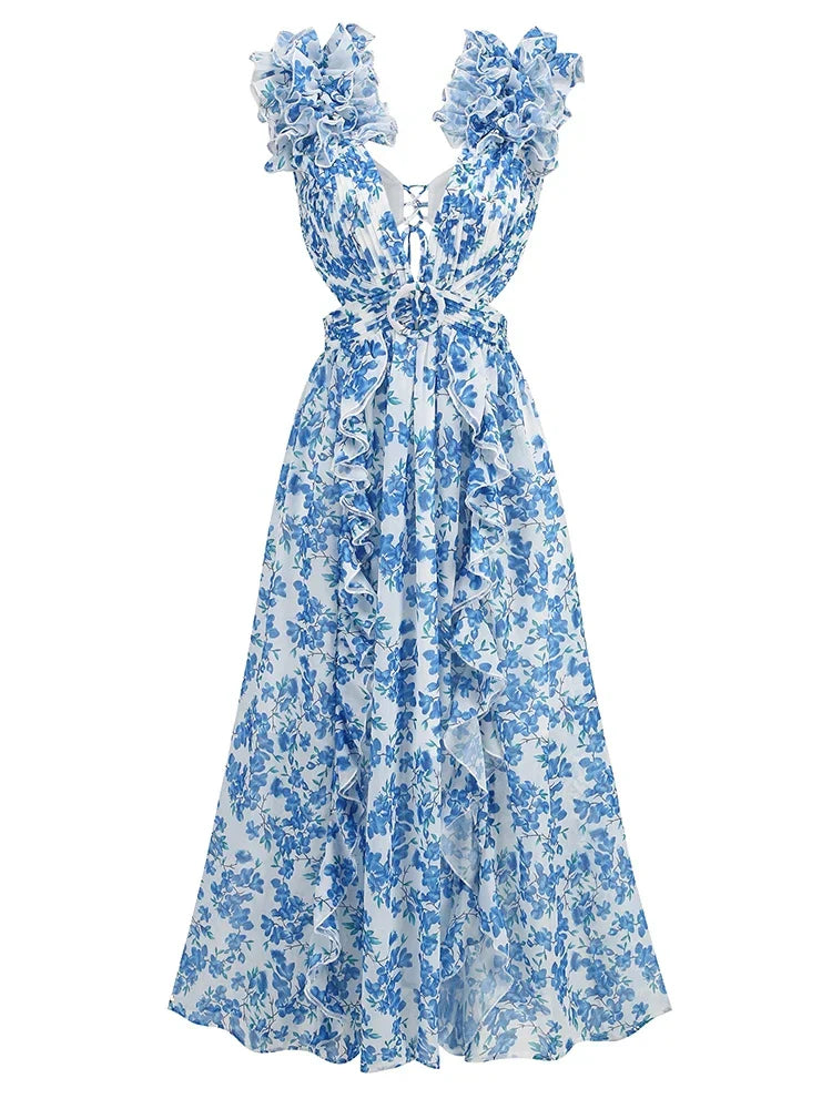 Echoarchiv | Cutout Rüsch Maxi Kleid