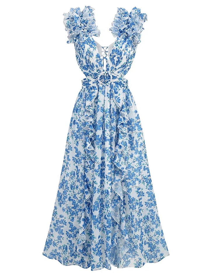 Echoarchiv | Cutout Rüsch Maxi Kleid