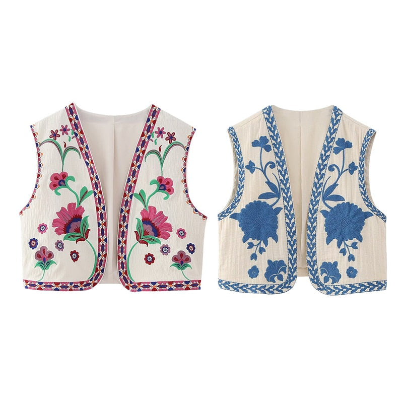 Echoarchiv | Vintage Blumenbestickte Weste für Damen