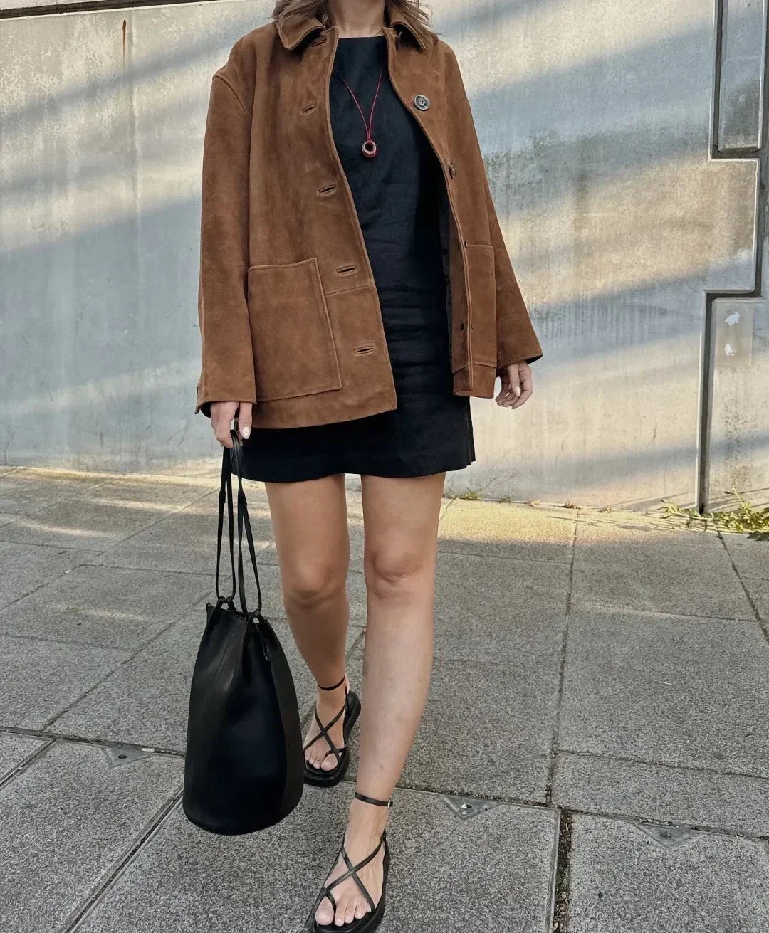 Echoarchiv | Große Wildleder Button-Up-Jacke für Damen