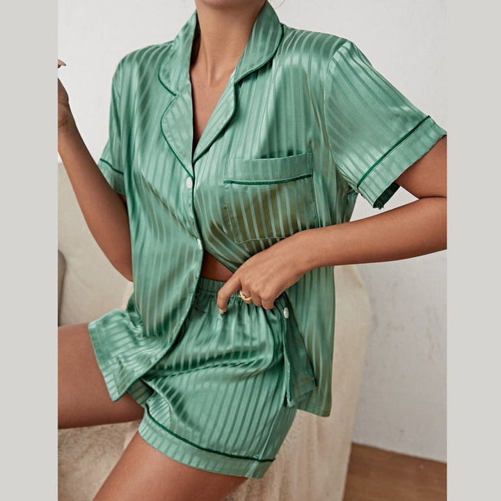 Echoarchiv | Satin Pyjama Set Für Damen Hausanzug
