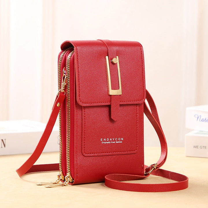Echoarchiv | Leder Smartphone Clutch Damen Handtasche mit Touchscreen-Fenster