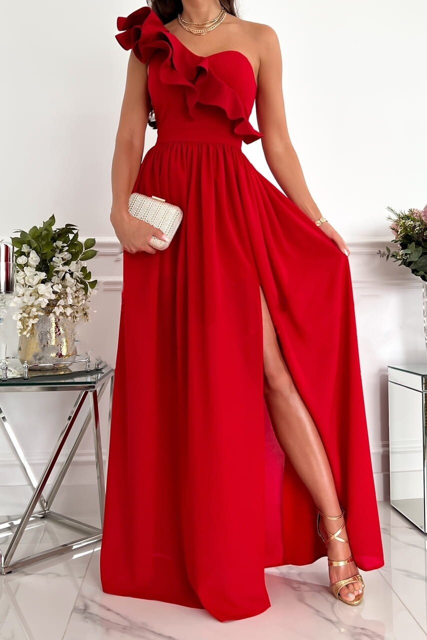 Auslaufendes Kleid mit einem Schulter
