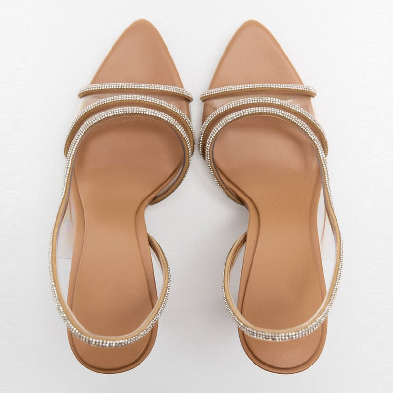 Echoarchiv | Elegante High-Heeled Sandalen - Stiletto Slingback Peep Toe Schuhe