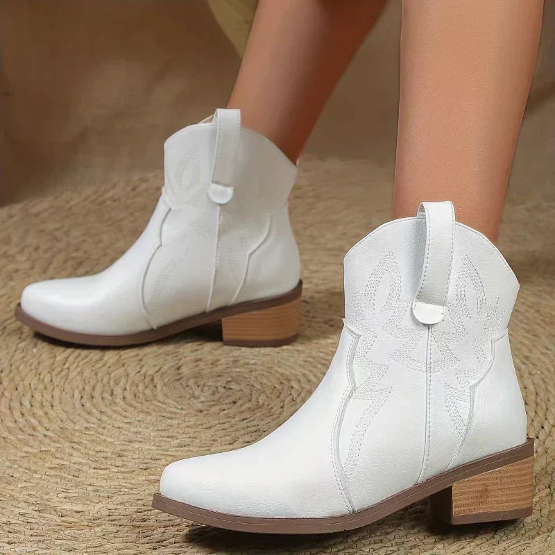 Echoarchiv - PU niedriger Absatz rutschfeste Damen Cowboystiefel