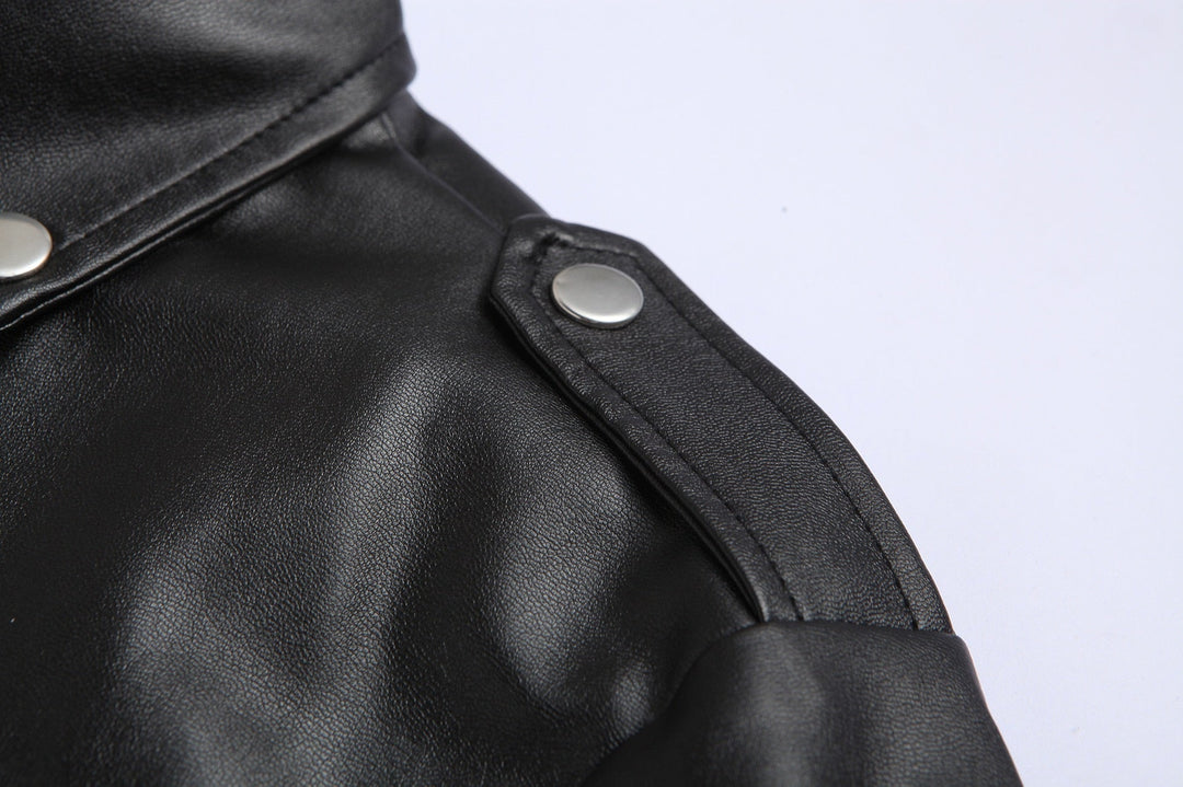Echoarchiv | Lederjacke für Herren Slim Fit Stehkragen Winddichte Motorradjacke