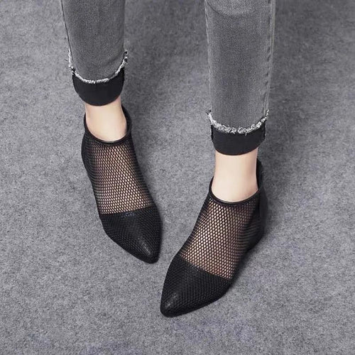 Shenaz Atmungsaktive Mesh-Zehen-Reißverschluss-Stiefel