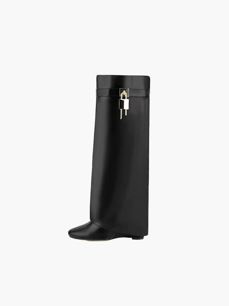Echoarchiv | Stiefel - Damen - goldfarbene Schnalle Detail - nachhaltiger und tierfreundlicher Stiefel mit luxuriösem Aussehen
