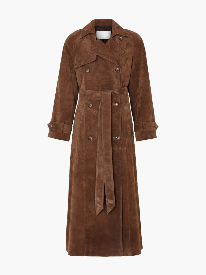 Echoarchiv | Zeitloser Wildleder-Trenchcoat für Einen Eleganten Flair