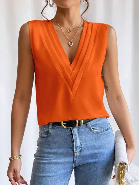 Elegante ärmellose Bluse – Élovi
