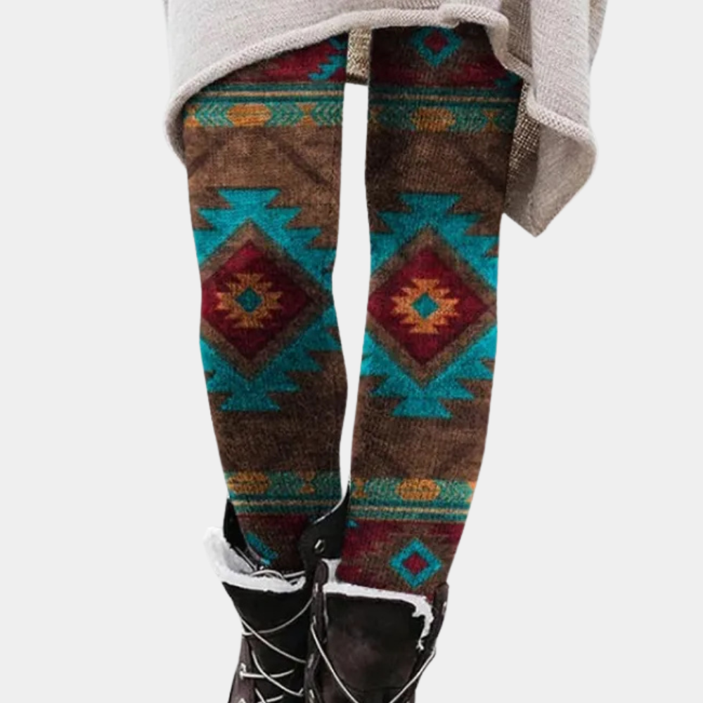 Echoarchiv | Leggings Enganliegend Weicher und Atmungsaktiver Strick Geometrisches Muster Vollständig Länglich