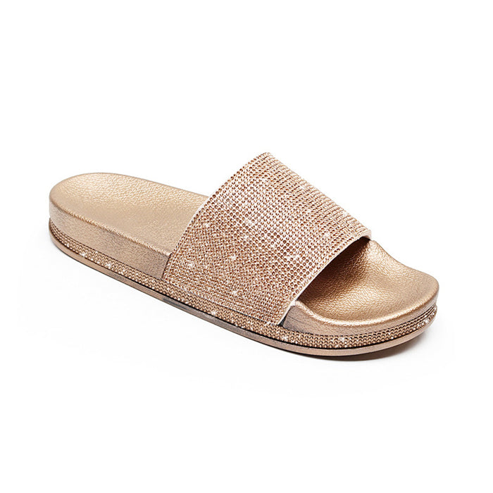 Echoarchiv | Kristall Diamant Slides mit Besatz Sandalen