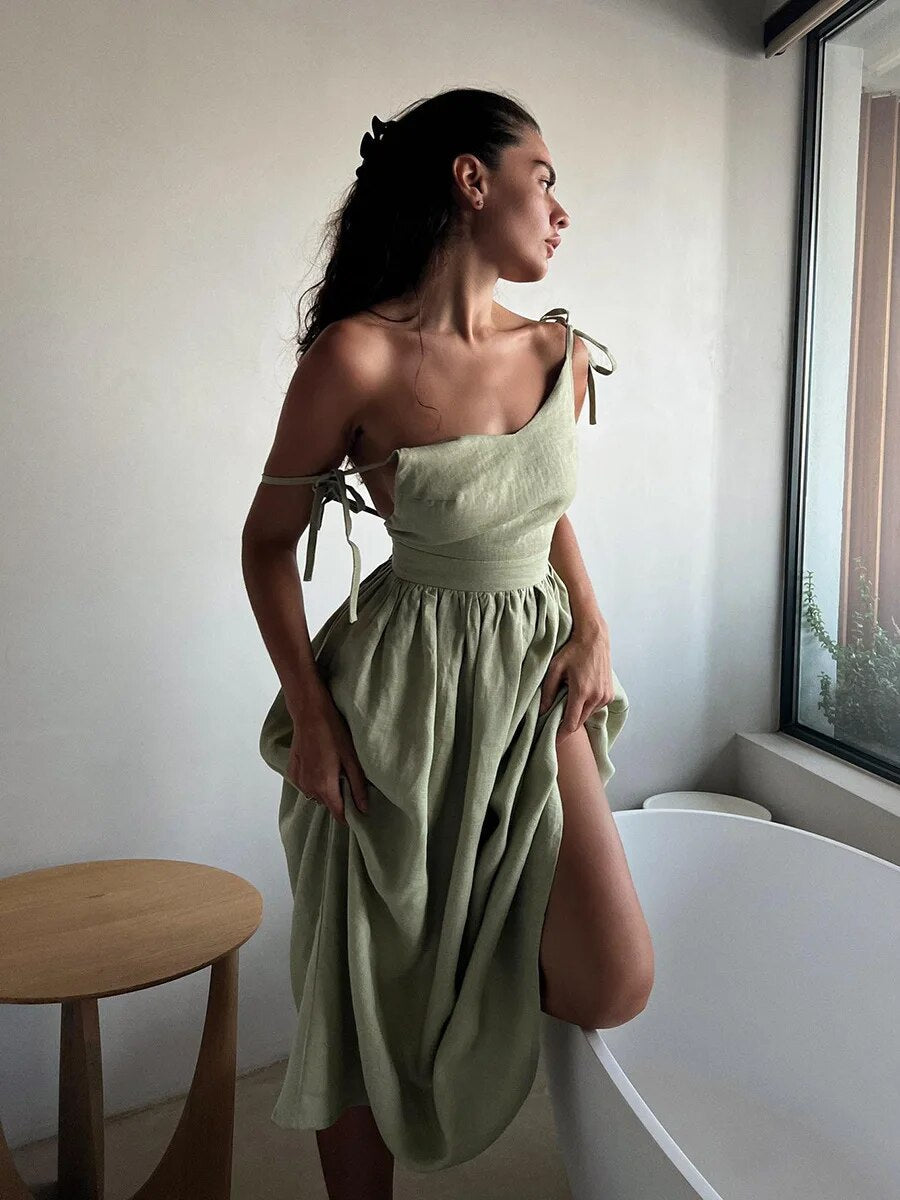 Langes Sommerkleid aus Baumwolle
