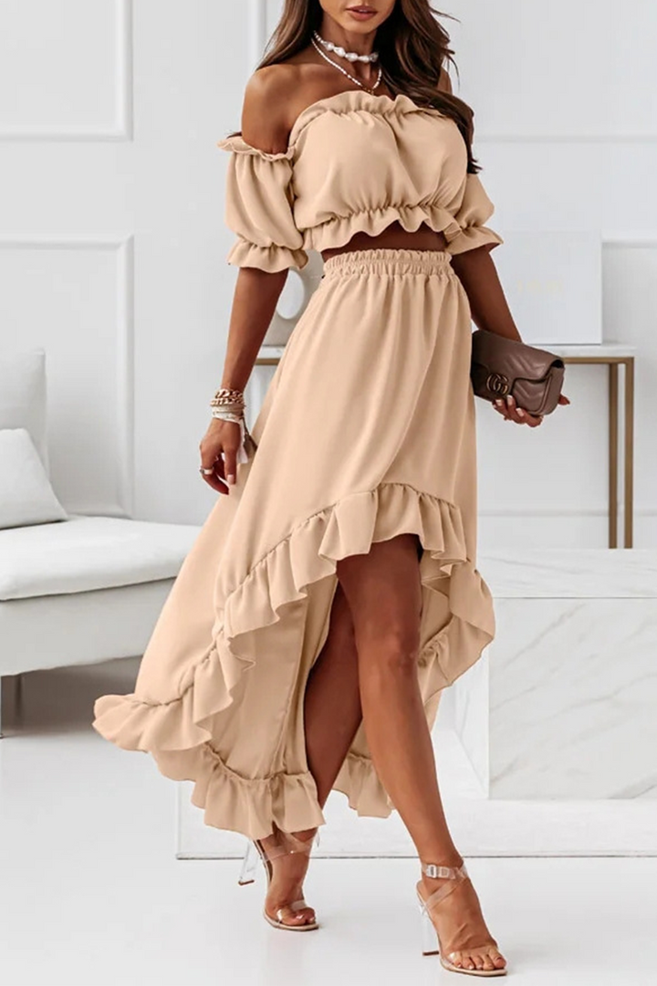 Echoarchiv | Flügel Off Shoulder Crop Unregelmäßigkeit Rock Set