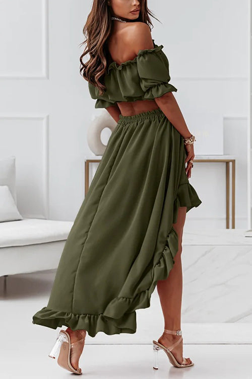Echoarchiv | Flügel Off Shoulder Crop Unregelmäßigkeit Rock Set