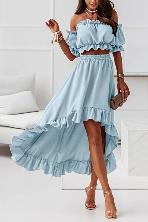 Echoarchiv | Flügel Off Shoulder Crop Unregelmäßigkeit Rock Set