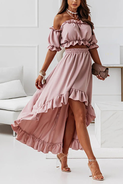 Echoarchiv | Flügel Off Shoulder Crop Unregelmäßigkeit Rock Set