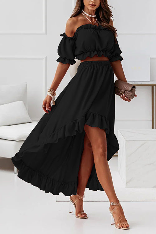 Echoarchiv | Flügel Off Shoulder Crop Unregelmäßigkeit Rock Set
