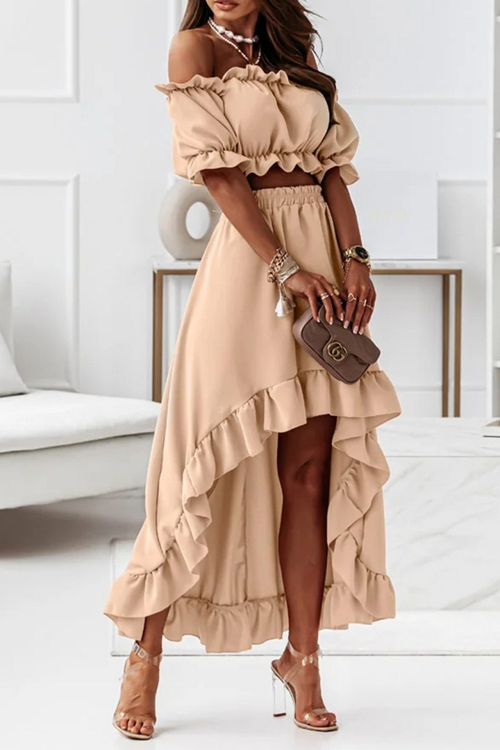 Echoarchiv | Flügel Off Shoulder Crop Unregelmäßigkeit Rock Set