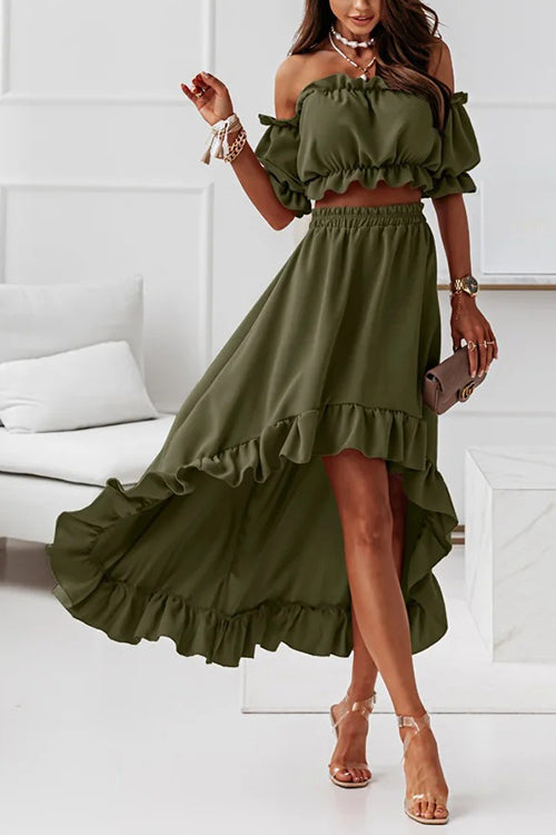 Echoarchiv | Flügel Off Shoulder Crop Unregelmäßigkeit Rock Set