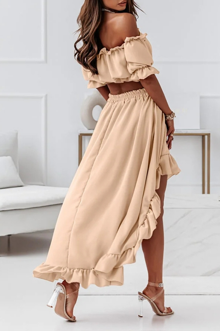 Echoarchiv | Flügel Off Shoulder Crop Unregelmäßigkeit Rock Set