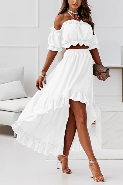 Echoarchiv | Flügel Off Shoulder Crop Unregelmäßigkeit Rock Set