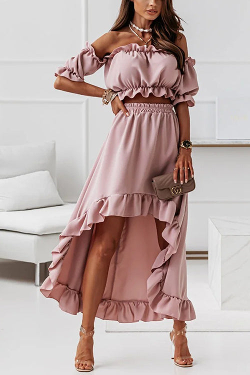 Echoarchiv | Flügel Off Shoulder Crop Unregelmäßigkeit Rock Set