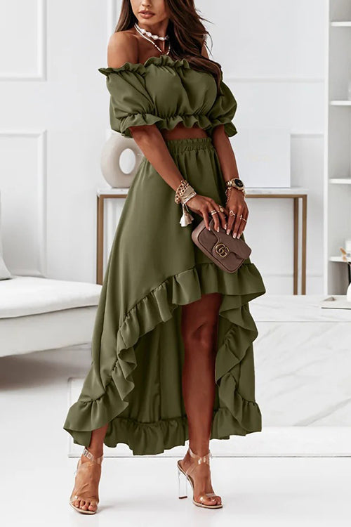 Echoarchiv | Flügel Off Shoulder Crop Unregelmäßigkeit Rock Set