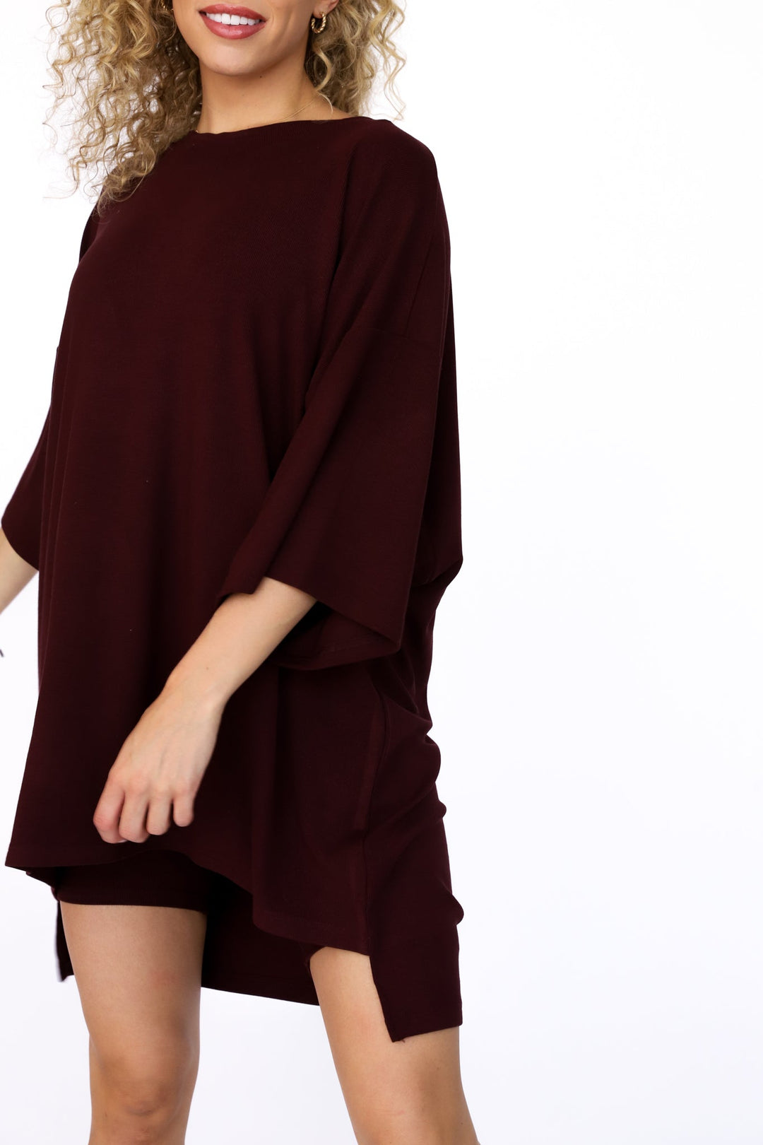Echoarchiv | Damen Lounge Satz mit Oversize T-Shirt und Biker Shorts