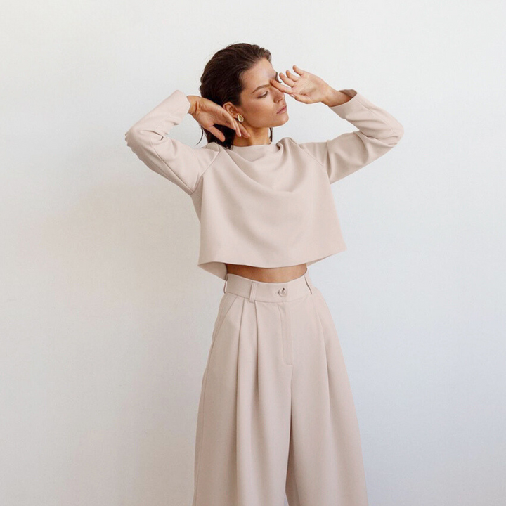 Echoarchiv | Elegante Damen Zweiteilige Set Mit Weit Geschnittene Hose