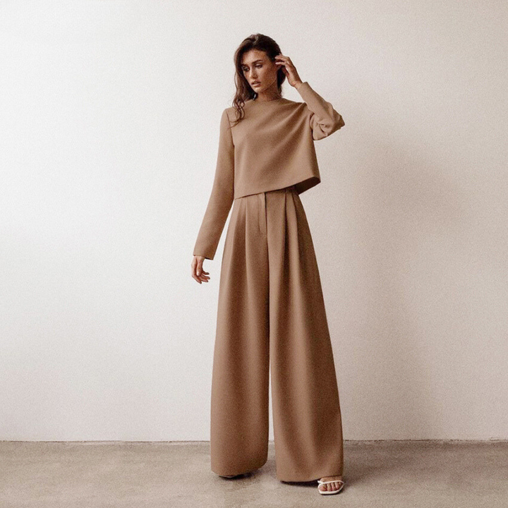 Echoarchiv | Elegante Damen Zweiteilige Set Mit Weit Geschnittene Hose
