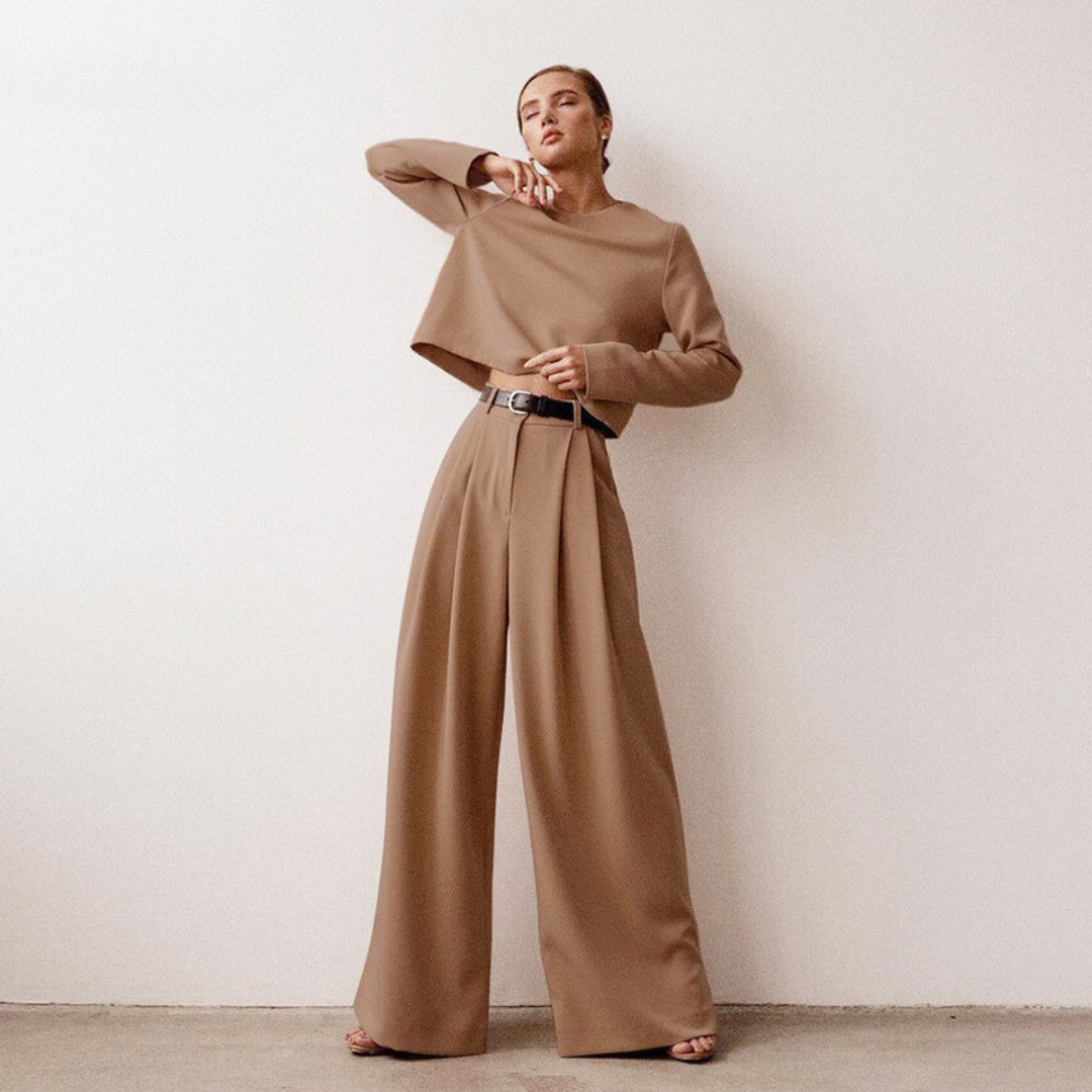 Echoarchiv | Elegante Damen Zweiteilige Set Mit Weit Geschnittene Hose