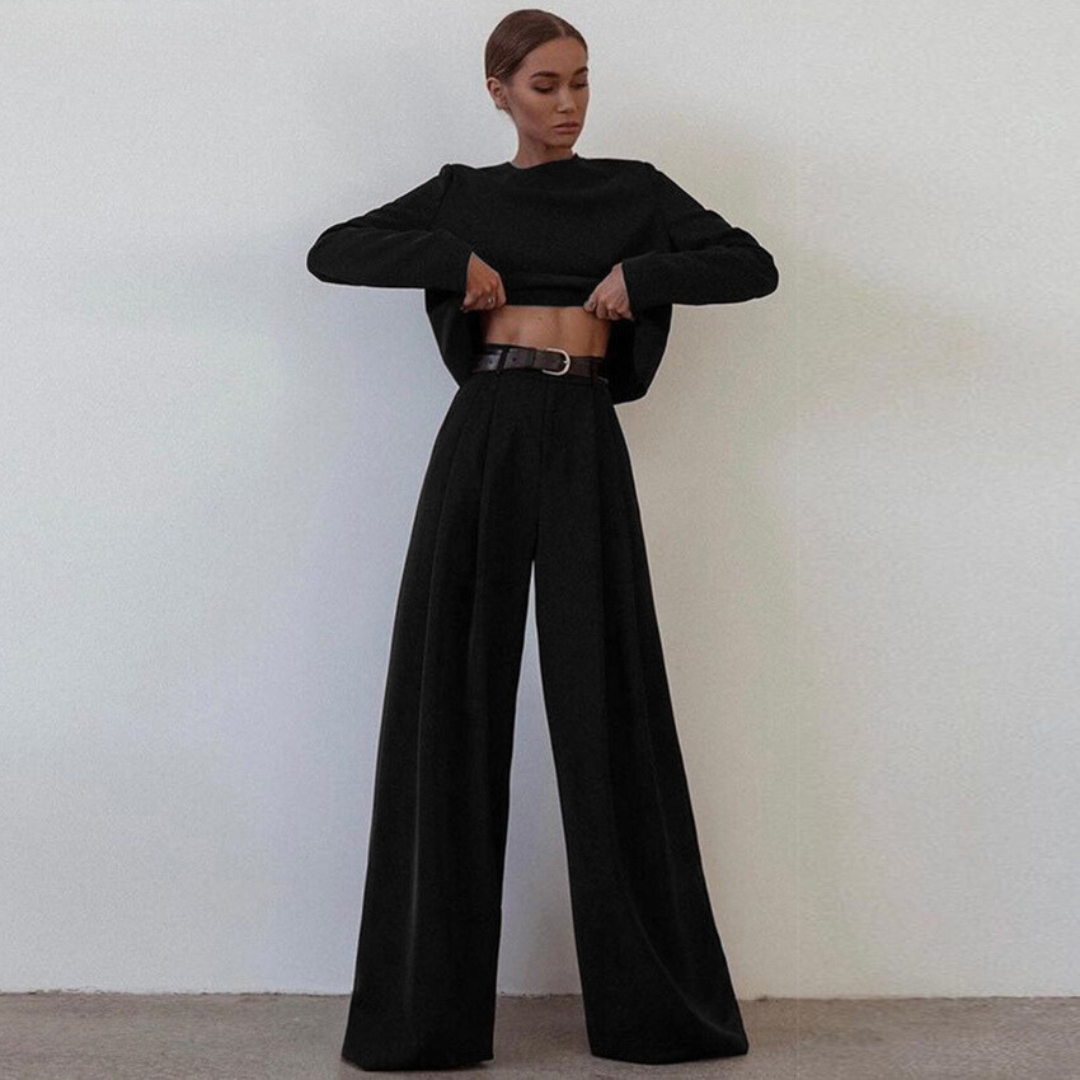 Echoarchiv | Elegante Damen Zweiteilige Set Mit Weit Geschnittene Hose