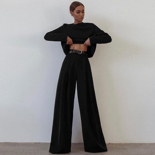 Echoarchiv | Elegante Damen Zweiteilige Set Mit Weit Geschnittene Hose