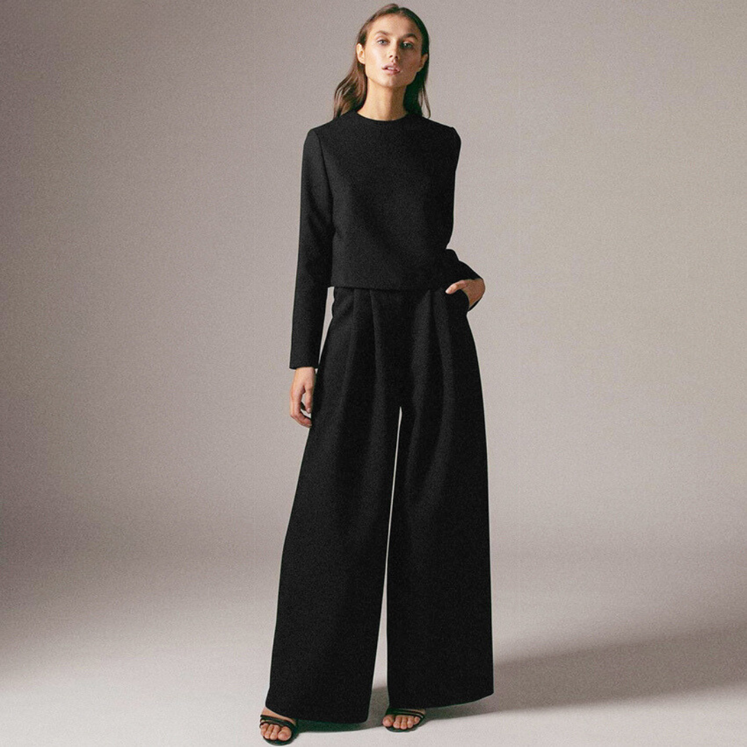 Echoarchiv | Elegante Damen Zweiteilige Set Mit Weit Geschnittene Hose