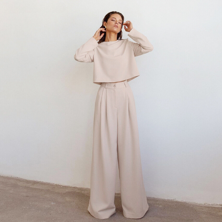 Echoarchiv | Elegante Damen Zweiteilige Set Mit Weit Geschnittene Hose