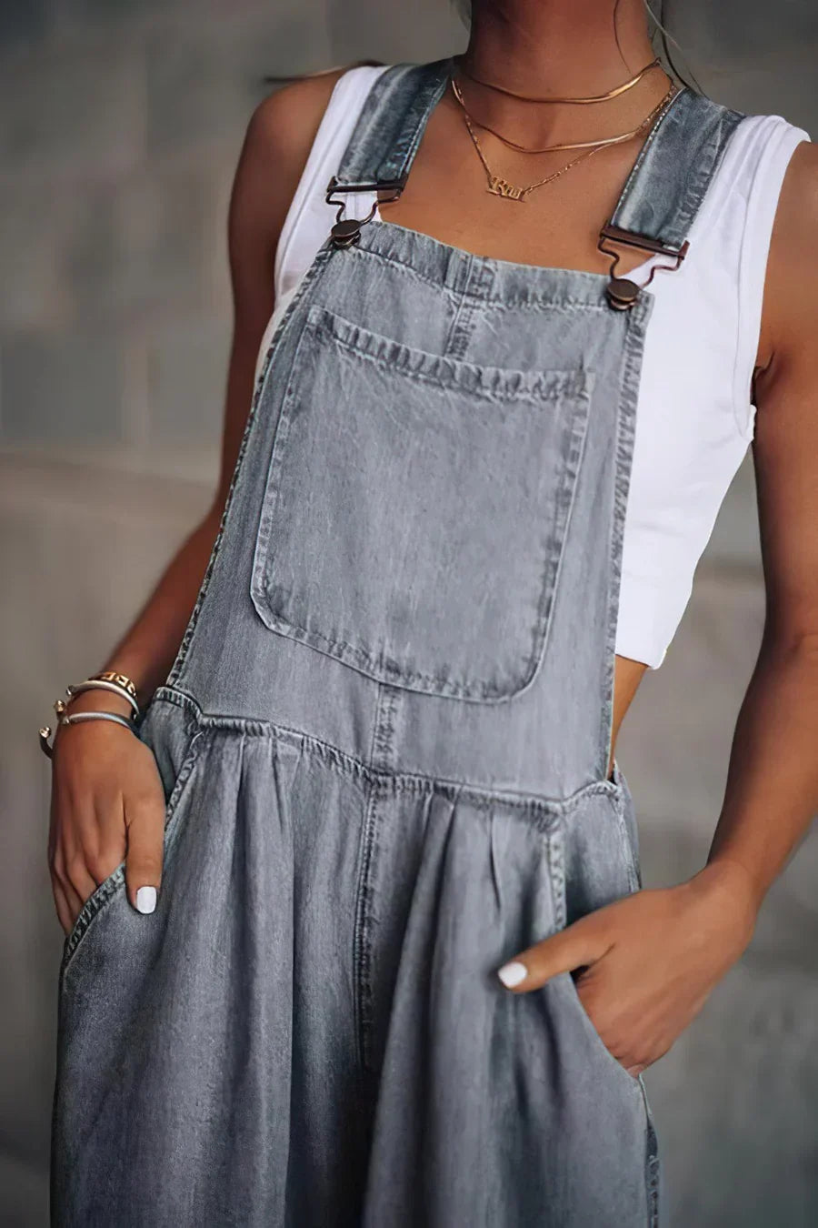 Echoarchiv | Armelloser Trendiger Denim-Overall für Damen