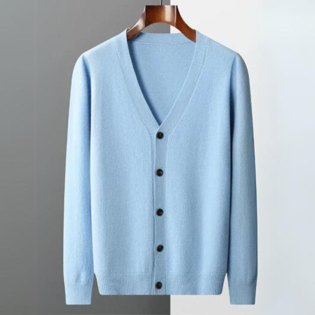 Echoarchiv | Cashmere Strickjacke V-Ausschnitt Knopfverschluss Weicher Leichter Strick