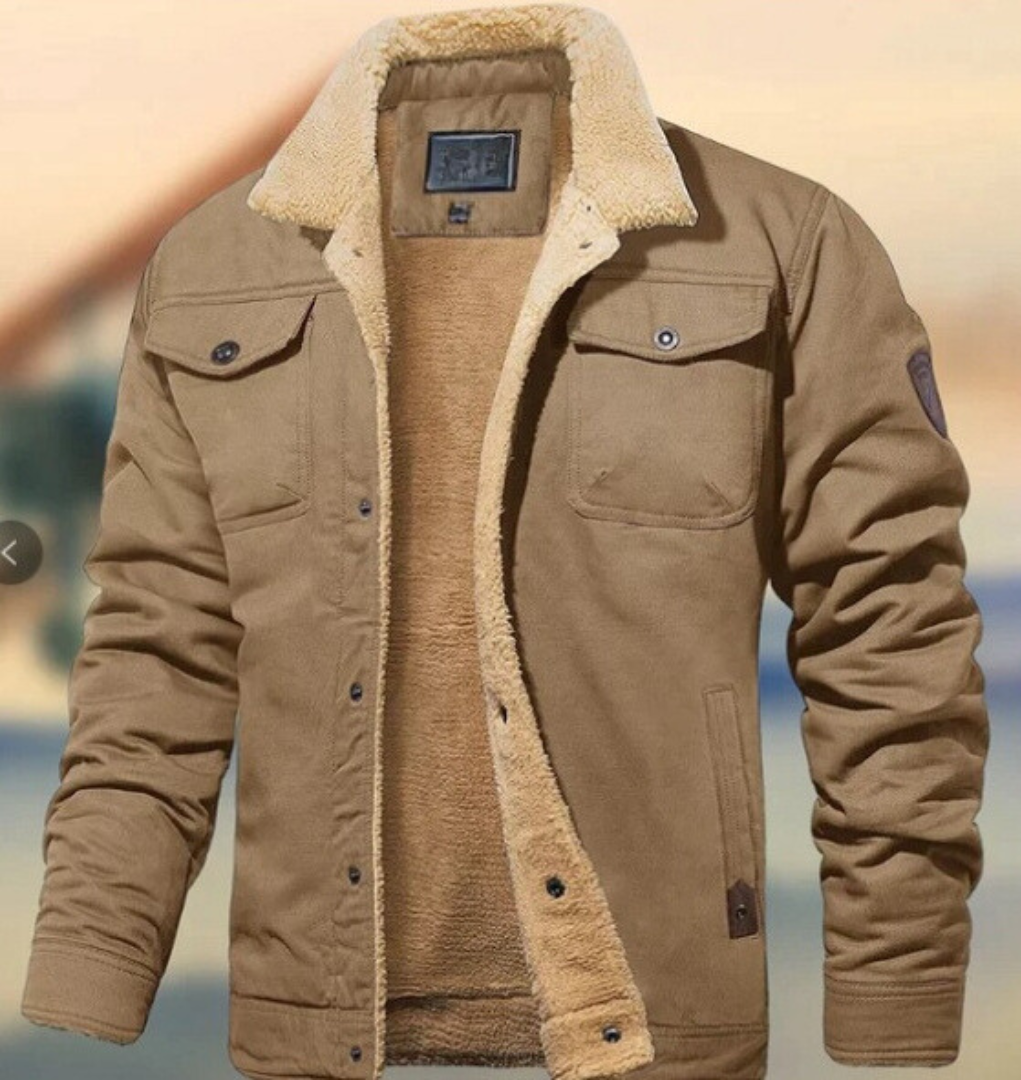 Gefütterte Jacke Für Männer Mit Knopfverschluss Und Taschen – Taviero
