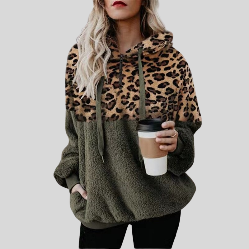 Echoarchiv | Hoodie - Oversized Fit - Plüsch & Leopardenmuster - Weich & Bequem
