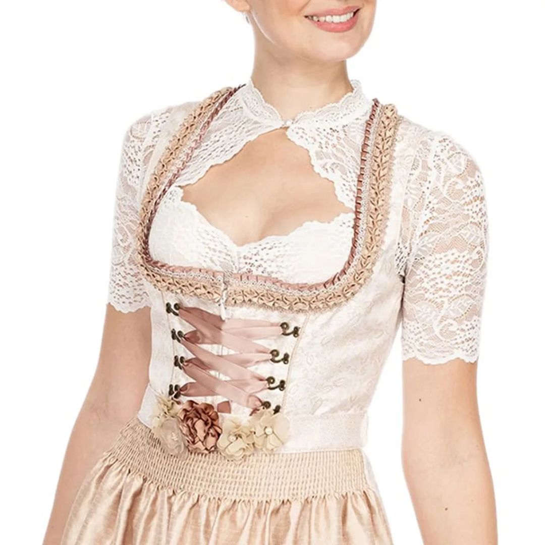 Echo Archiv | Dirndlbluse mit Spitzenmuster und Verführerischem Ausschnitt für Oktoberfest
