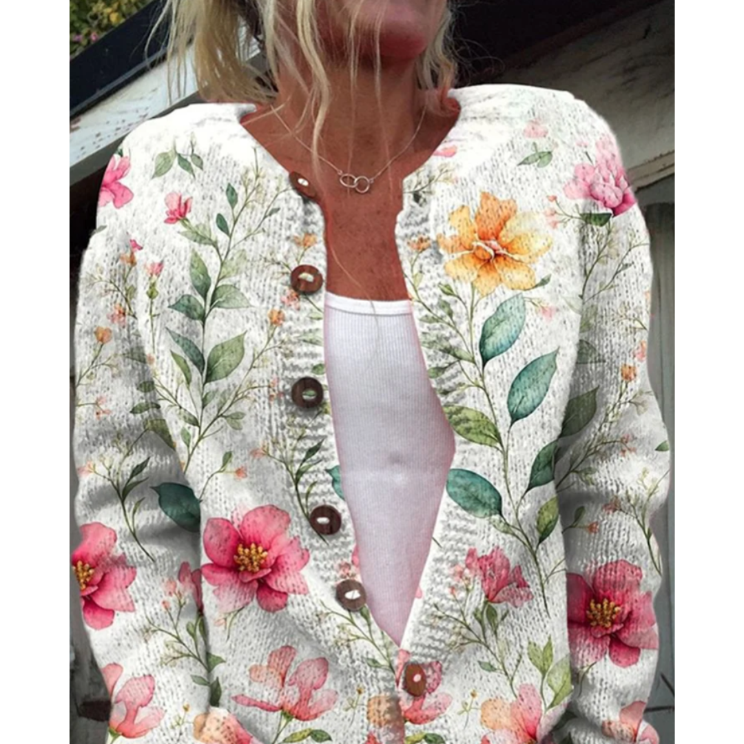 Cardigan Pullover Mit Floralem Muster – Veloura