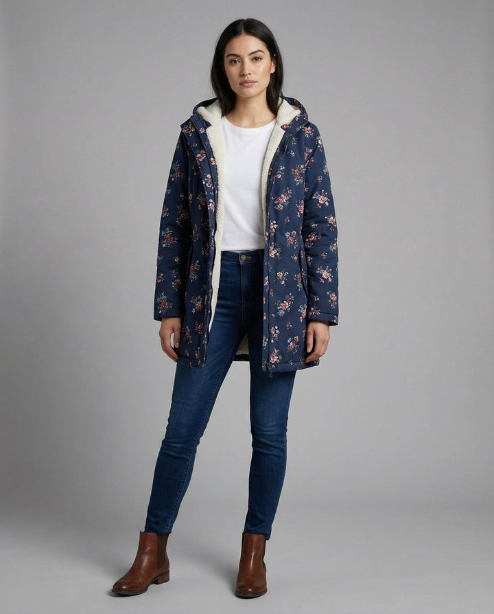 Echoarchiv | Winterjacke Damen mit Blumenmuster Warm