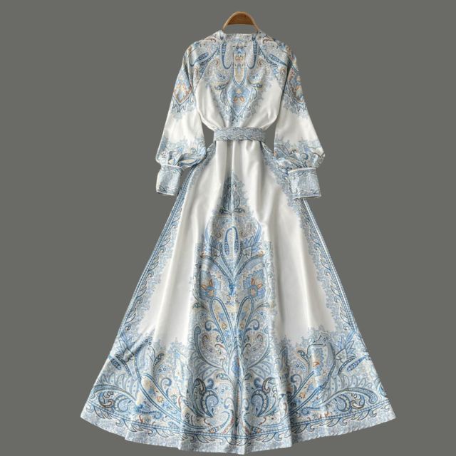 A-Linienkleid mit Gürtel und Blumenmuster