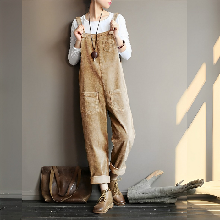 Echoarchiv | Damen Samt Retro Latzhose Perfekt für den Frühling