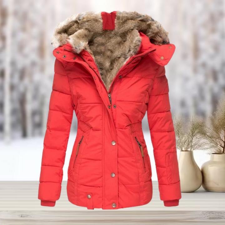 Elegante Winter-Pelzjacke mit Kapuze
