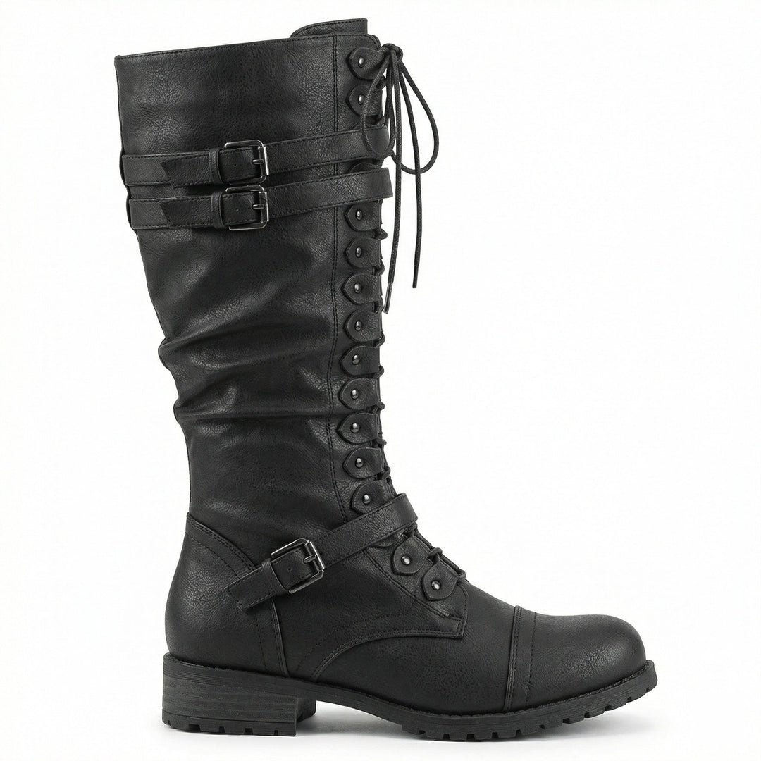 Retro-Schnürstiefel mit Schnalle – Lioré