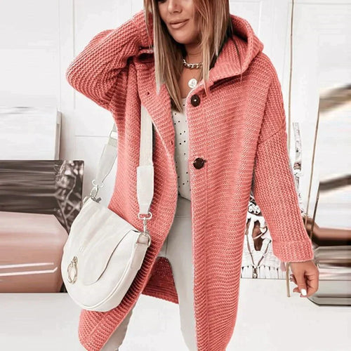 Echoarchiv | Lange warme Strickjacke mit Kapuze