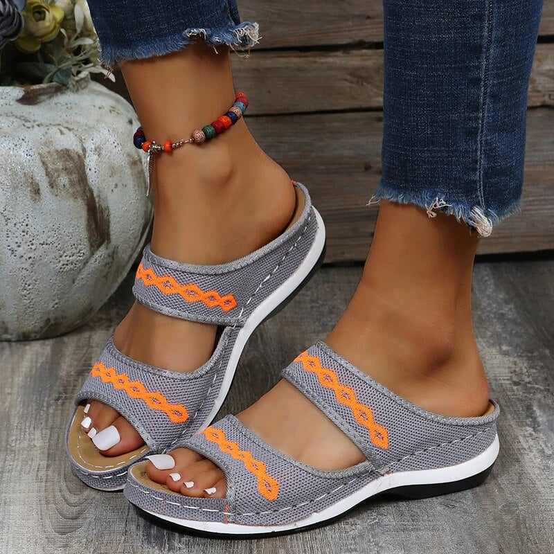 Grau orthopädische sommerschuhe